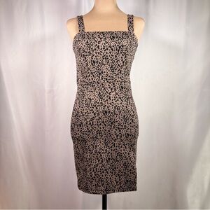 Y2K Leopard Print Bodycon Knit Mini Dress Medium Womens Forever 21 Slit 90s NWT